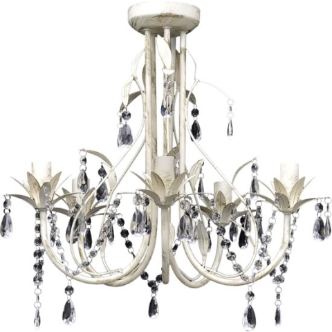 vidaXL Kristallen kroonluchter met wit elegant design (5 lampen)