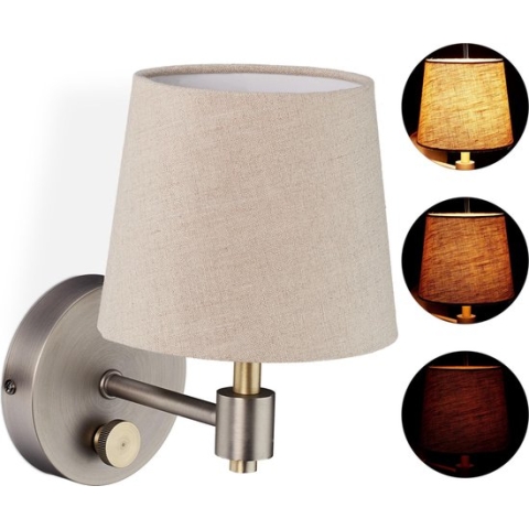 Relaxdays wandlamp vintage - muurlamp slaapkamer - dimbaar - E14 fitting - lampenkap