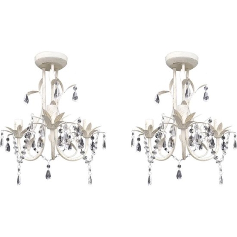 vidaXL Kroonluchters kristal 2 st elegant wit