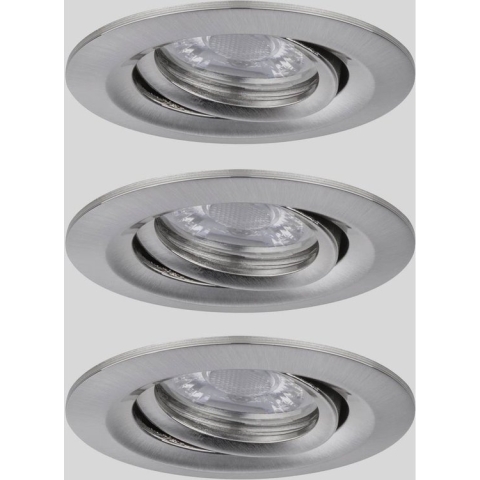 Paulmann Nova LED-inbouwspot mini - Staal geborsteld - zwenkbaar - 2.700K - Geminimaliseerd formaat