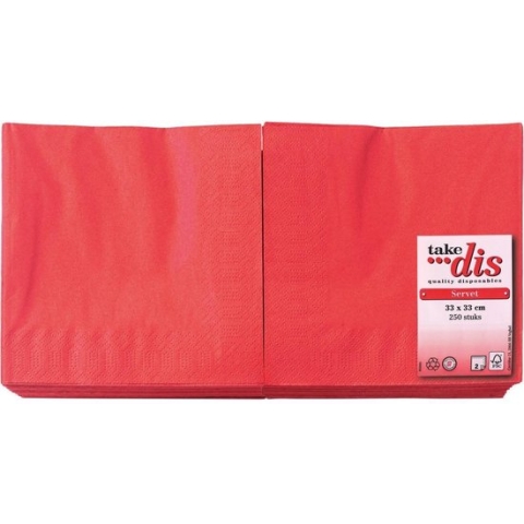 Servetten 2-Laags Rood | Grote verpakking 250 Stuks | Take Dis