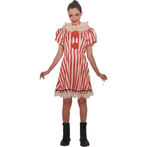 Carnaval kostuum jurk enge clown, maat M