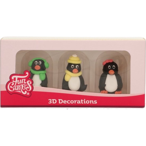 FunCakes - Suikerdecoratie - 3D Pinguïn - Set/3
