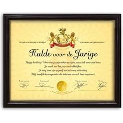 Oorkonde Hulde voor de Jarige