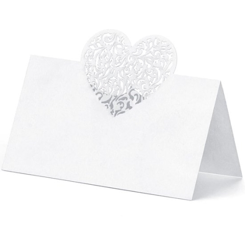 Partydeco Plaatskaartjes hart - 10 stuks
