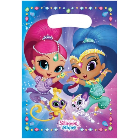 AMSCAN - 8 plastic Shimmer + Shine cadeauzakjes - Decoratie > Feestzakjes