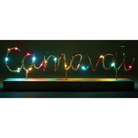 Decoratie plakje met tekst CARNAVAL verlicht - 36x12cm.