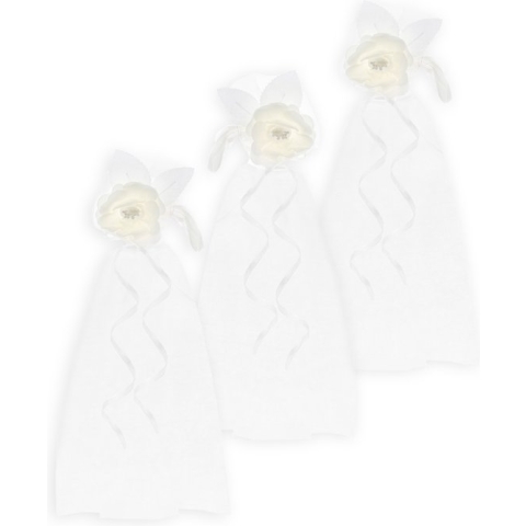 PartyDeco trouwauto antenne lint boeket - Bruiloft - wit/creme - 6x stuks - just married