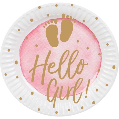 Boland - 10 Papieren bordjes 'Hello Girl!' - Geen thema - Babyshower