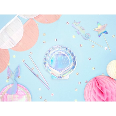 PartyDeco - Schelp Iridescent - 6 stuks - Feestdecoratie - Iridescent - Papier -