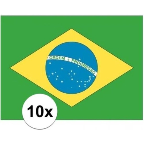 10x stuks Vlag Brazilie stickers