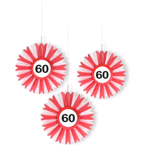 Folat - Honeycomb Fan waaier Verkeersbord 60 (3 stuks)