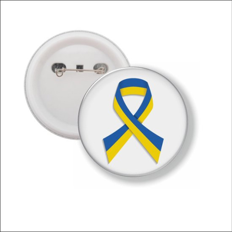 Button Met Speld - Oekraine Vlag Ribbon