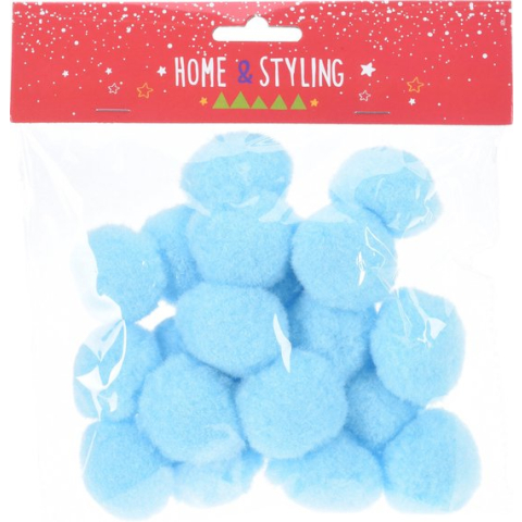 Pompons 4 cm set 20 st blauw