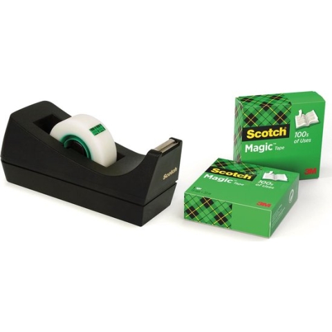 Plakbandhouder Scotch C38 + 3 rollen Magic 810 19mm  x 33meter