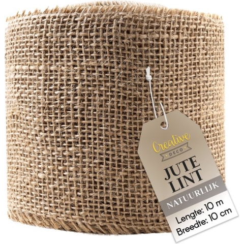 Creative Deco Jute Lint – Rol 10 cm x 10 m – DIY, Decoratielint Verpakking