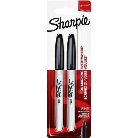 Sharpie-permanentmarkers | Fijne punt | Zwart | 2 stuks