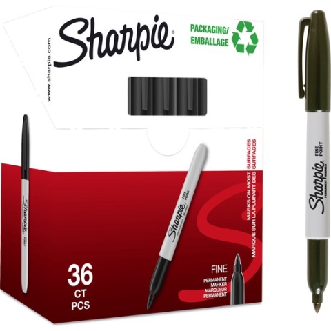 Sharpie-permanentmarkers | Fijne punt | Zwarte inkt | 36 stuks