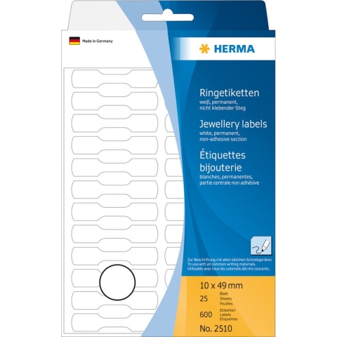 Herma Ringetiketten 10x49 Halbk. 25 Bl. DIN A4 600 St�ck 2510