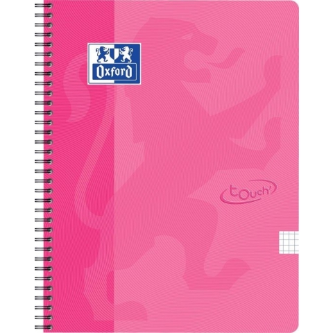 Oxford Touch - Schrijfblok - A4 - Geruit- 140 pagina's - 90g - soft cover - roze