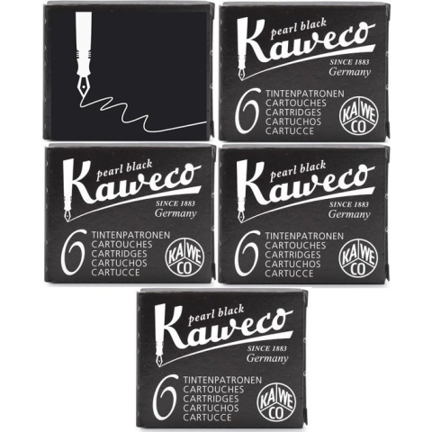 Kaweco Vulpen vullingen 5 doosjes Zwart, Pearl Black