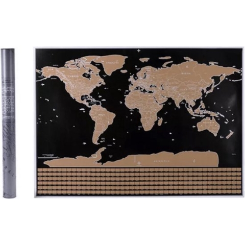 Wereldkaart Scratch map - 60 x 83 cm - Hoge Kwaliteit - Met Opberg Koker - IXEN