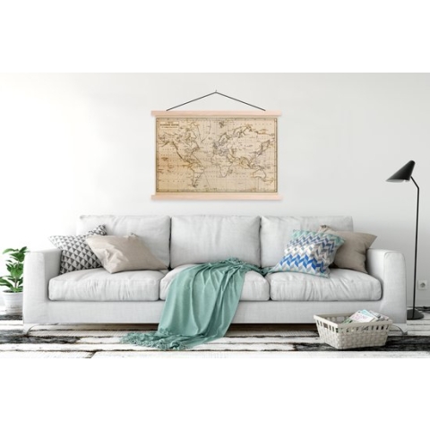 Schoolplaat - Historische Wereldkaart - Vintage - Posterhanger - Textielposter - 150x100 cm