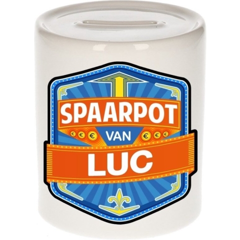 Kinder spaarpot voor Luc - keramiek - naam spaarpotten