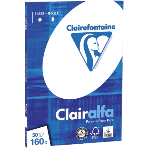 Clairefontaine Clairalfa - Kopieerpapier- A4 160 gram - Wit - 50 vellen