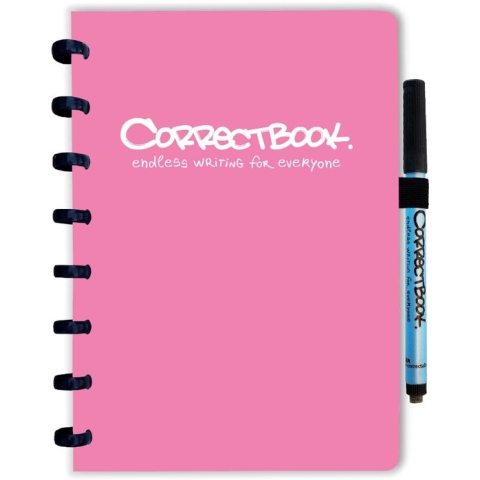 Whiteboard notitieblok / schrift - Correctbook - A5 - Gelijnd - Roze