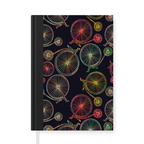 Notitieboek - Schrijfboek - Puber - Fiets - Patronen - Notitieboekje - A5 formaat - Schrijfblok