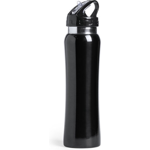 Drinkfles/waterfles 800 ml zwart van RVS - Sport bidon