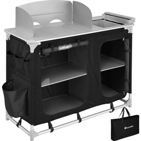 tectake - campingkeuken afm. 116 x 52 x 107 cm zwart - 403345