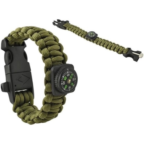 Paracord survival armband - Donkergroen - 5-in-1