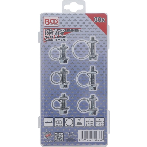 BGS Slangklem assortiment | Ø 6 - 16 mm | 30-dlg 9476