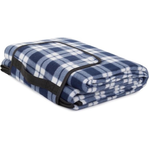 Picknickkleed - 200 x 150 cm - Blauw geruit - het handvat - waterafstotende onderkant
