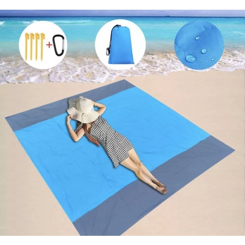 Repus - Picknickmat - Strandmat - Waterdicht - Blauw XL - Opvouwbaar - 200 x 210