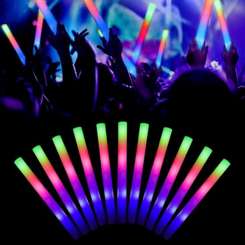 Partizzle 24x Foam Led Sticks - Glow in the dark - Neon Halloween Party - Verjaardag Versiering - Lichtstaaf - Gekleurd