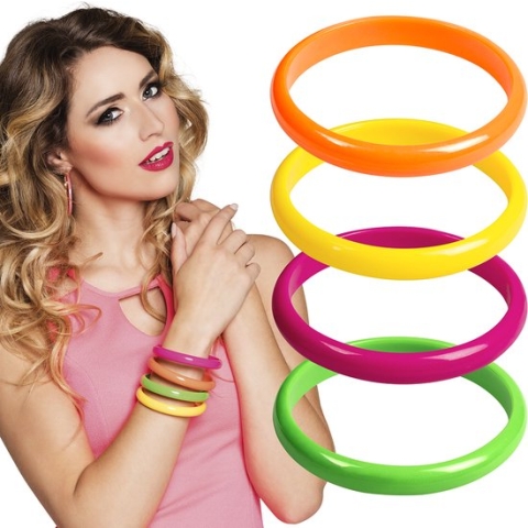 Boland - 4 Armbanden Rave IV Multi - Volwassenen - Vrouwen - Danser/danseres - 80's & 90's - Disco