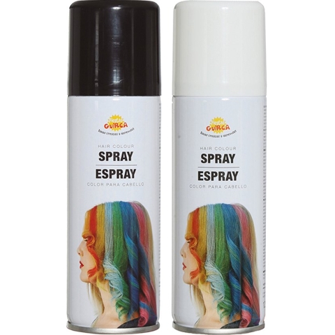 Fiesta Guirca Carnaval verkleed haar verf/spray - zwart en wit - spuitbus - 125 ml