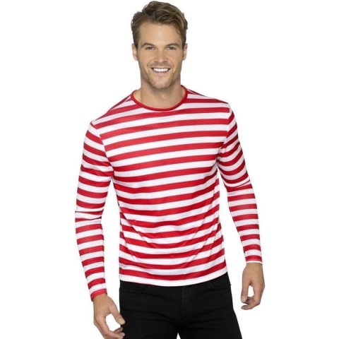Gestreept shirt wit/rood voor volwassenen 44/46