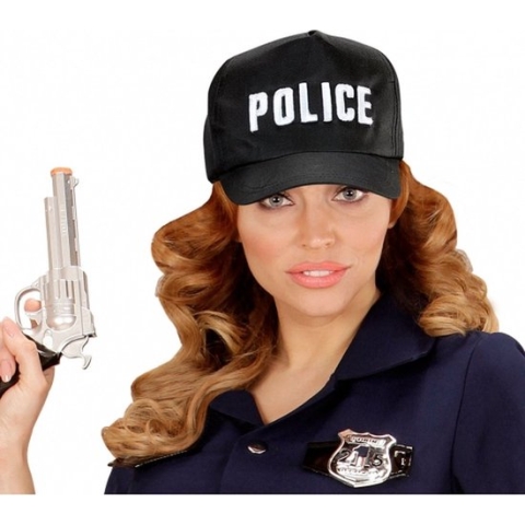 Zwarte politie pet voor volwassenen.