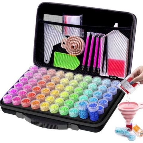 BOTC Diamond Painting Opbergdoos - 60 Potjes - Incl. 21 Toolkit - Sorteerkoffer