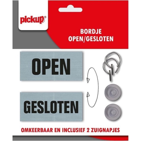 Pickup tweezijdig bord open gesloten - incl. 2 zuignapjes - 15x7 cm
