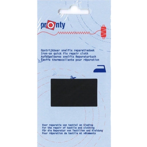 Reparatiedoek opstrijkbaar - Pronty - 11x25cm - Zwart