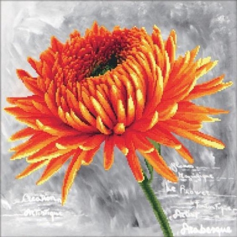 Borduurpakket Orange Dahlia voorbedrukt - Needleart World