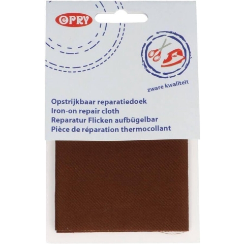 OPRY REPARATIEDOEK STEVIG OPSTRIJKBAAR 12X40CM - BRUIN 0881.