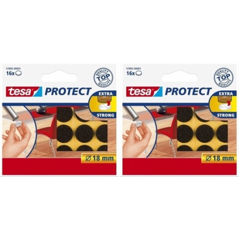 32 x Tesa antikras meubelvilt rond zelfklevend 1,8 cm - Viltglijders - Meubelbeschermers 32 stuks
