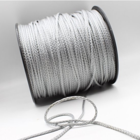 250 Meter Los Geweven POLYESTER KOORD, Dikte 5MM, Kleur ZILVERGRIJS 05