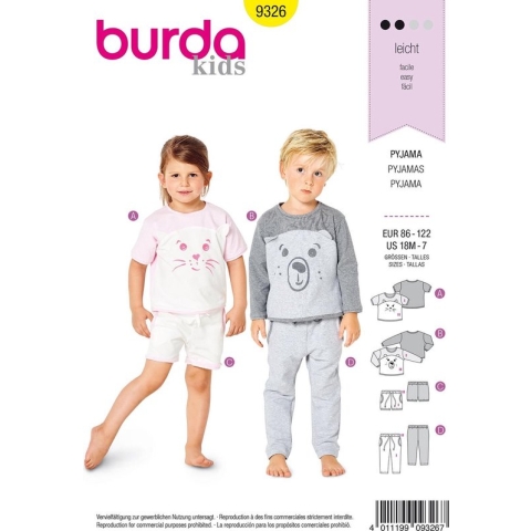 Burda Naaipatroon 9326 - Pyjama in variaties